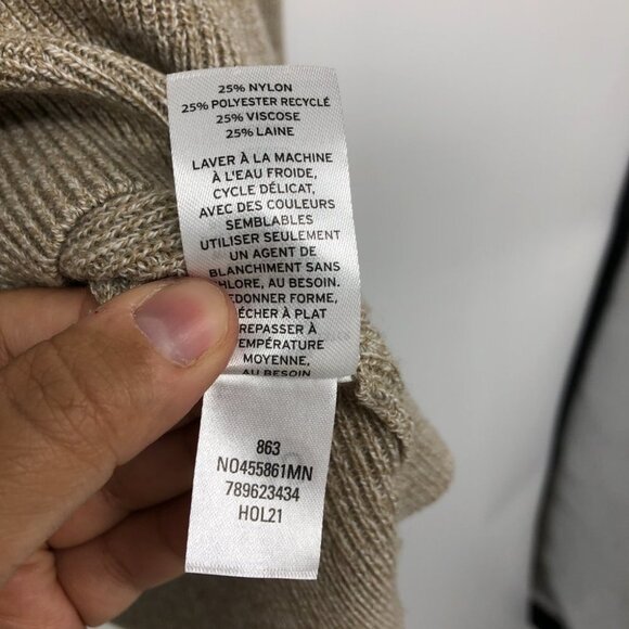 Nordstrom Beige Knitted Crew Neck  Long Sleeve Recycled thread Sweater size L - Picture 8 of 14
